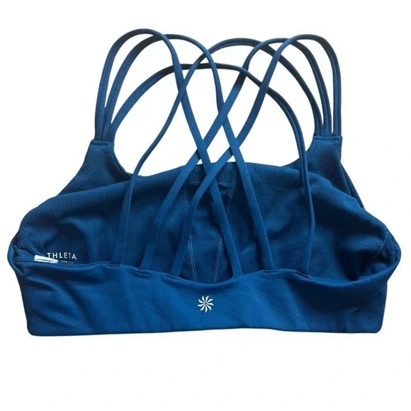 Athleta Strappy Back Sports Bra Blue/Teal Size M Fair Trade Certified - Picture 3 of 5